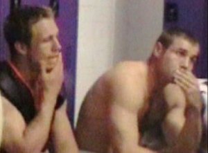 Jonny Willkinson and Ben Cohen in dressing room