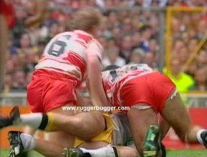 Billy McGinty's poor old jockstrap under strain