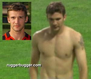 Andrei Shevchenko shirtless on pitch. NAKED INSIDE