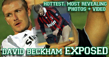 David Beckham pulls down his shorts